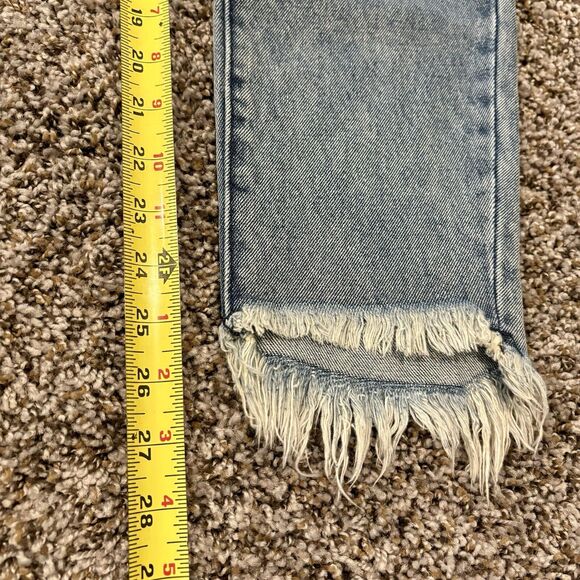 One X One Teaspoon Jeans 27 Blue Freebird Frayed Hems Mid Rise Double Waistband - Picture 7 of 14